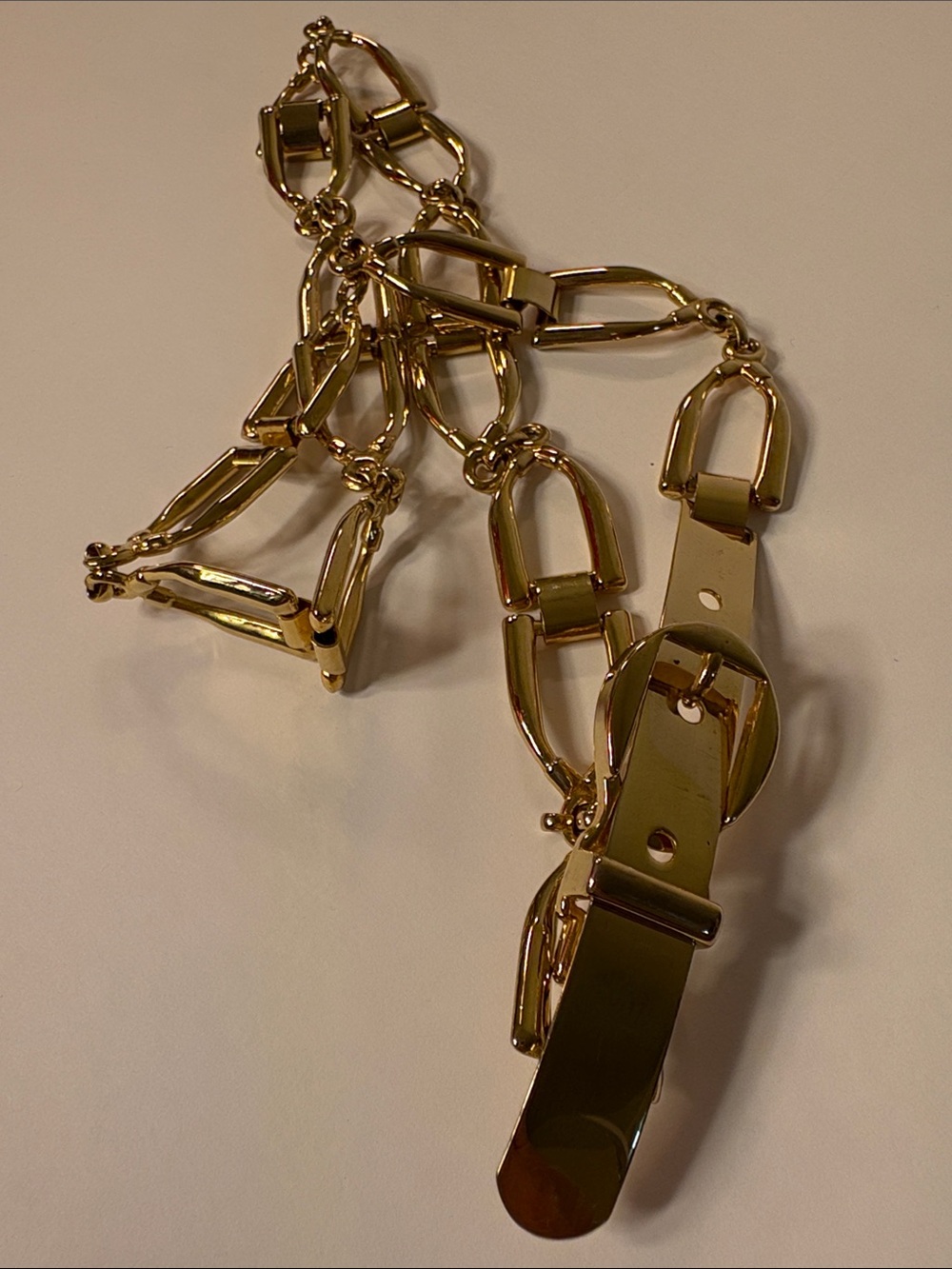 Vintage Gold Link Chain Waist Belt with Buckle Detail - Picture 2 of 6